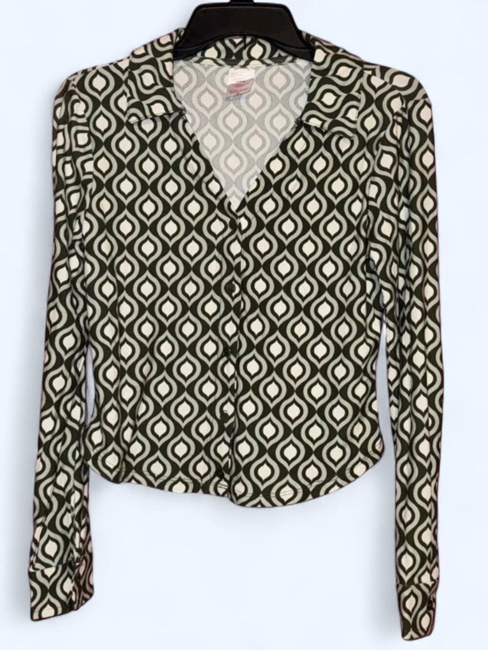 No Boundaries Black and White Fitted Button Down Shirt